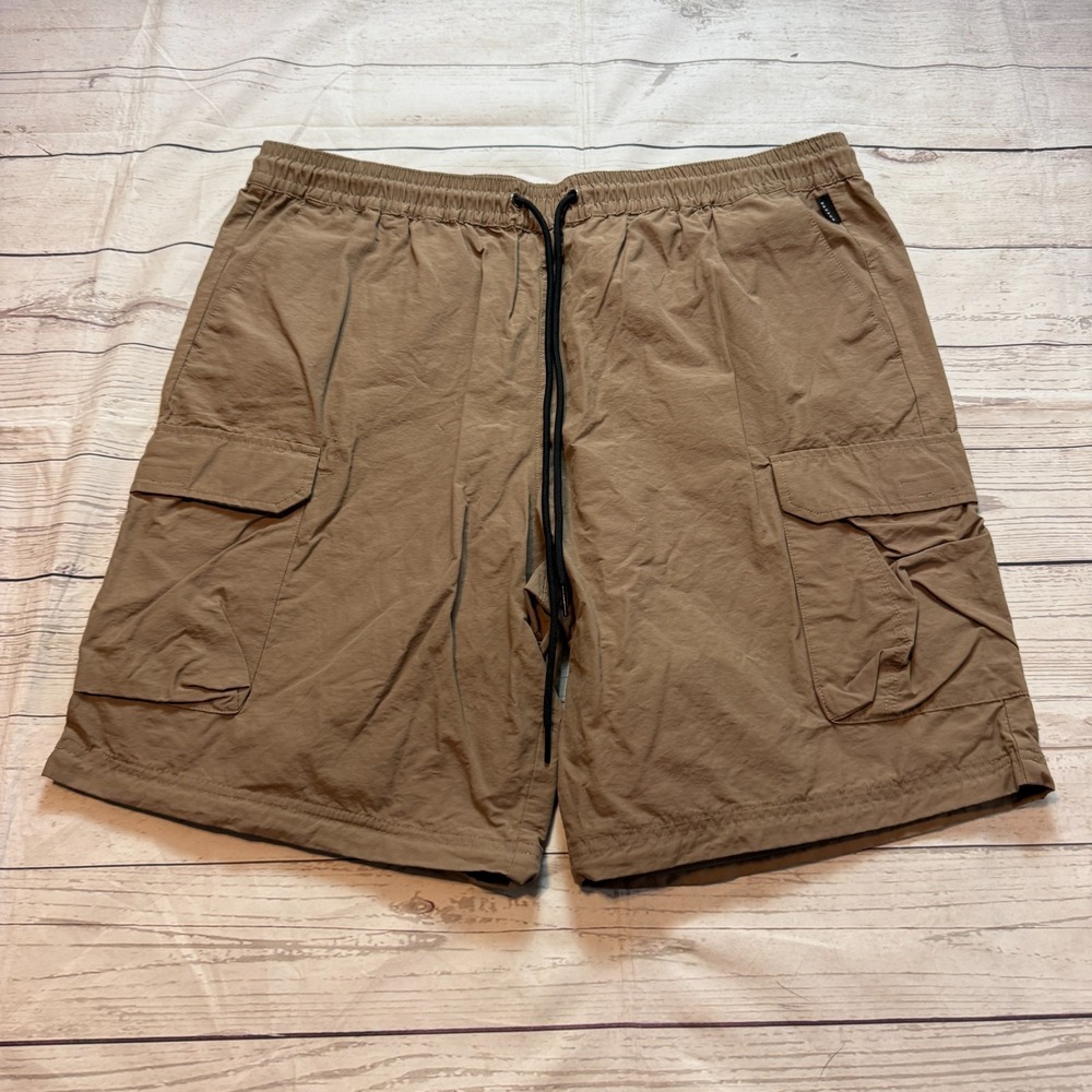 Pacsun Baggy Cargo Pocket Safari Pull‎ On Khaki Shorts Men's Size XL